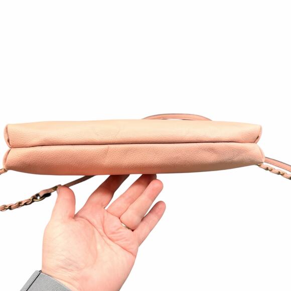 Elliott Lucca Blush Leather Crossbody Bag Chain Strap Zip Pocket - Picture 3 of 14